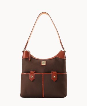 Woman Pebble Grain Zip Hobo Brown Tmoro | Dooney & Bourke Shoulder Bags